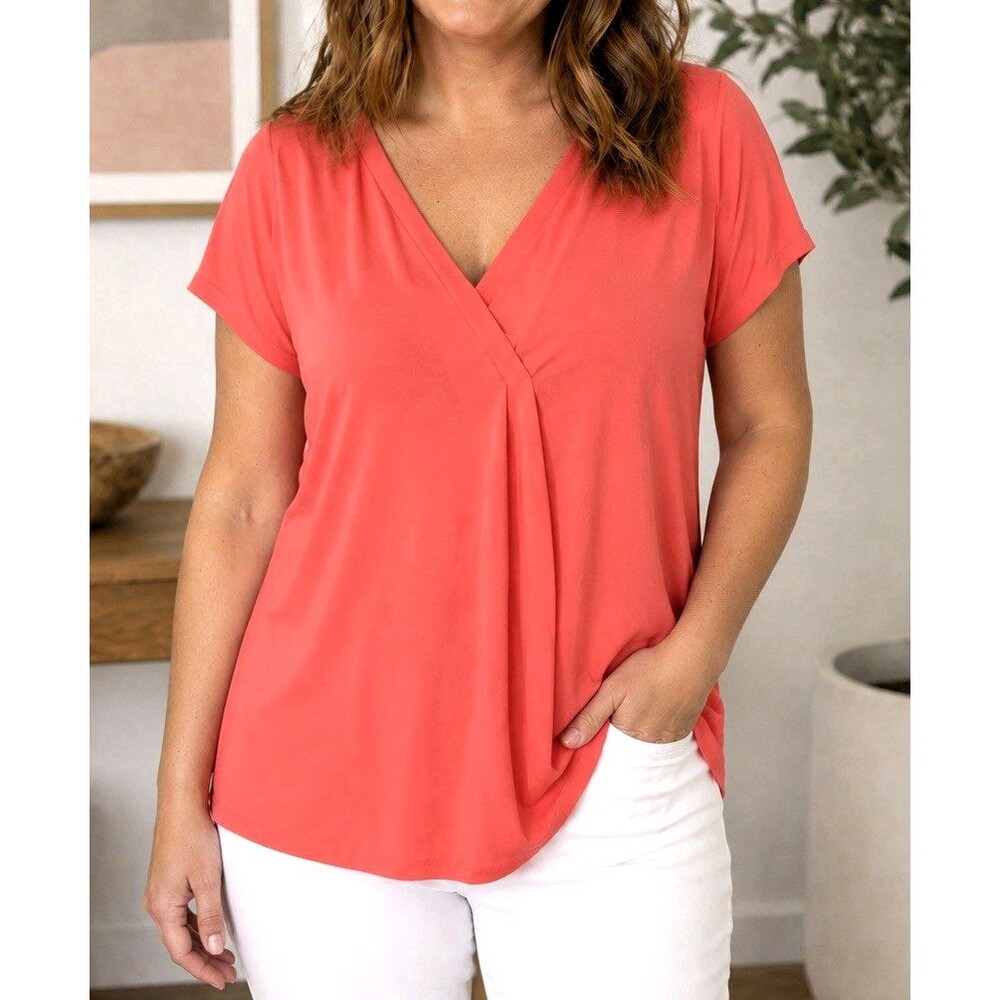 Lane Bryant Womens  Size 22/24  Coral Swing Pleat-Front Stretch Top